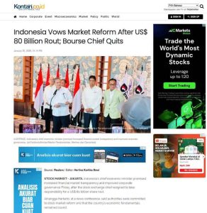 Indonesia Vows Market Reform After US$ 80 Billion Rout; Bourse Chief Quits Artikel ini telah tayang di Kontan.co.id dengan judul "Indonesia Vows Market Reform After US$ 80 Billion Rout; Bourse Chief Quits", Klik untuk baca: https://english.kontan.co.id/news/indonesia-vows-market-reform-after-us-80-billion-rout-bourse-chief-quits. Source: Reuters | Editor: Herlina Kartika Dewi |Editor: Herlina Kartika Dewi 