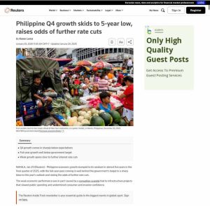 Philippine Q4 growth skids to 5-year low, raises odds of further rate cuts 